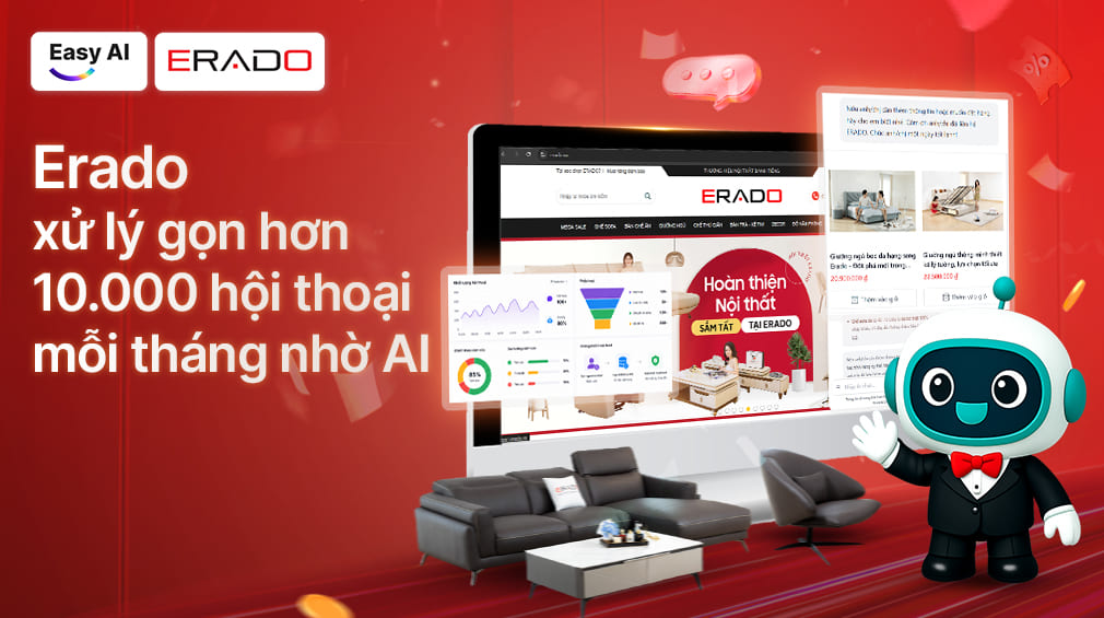 Erado triển khai giải pháp AI chăm sóc khách hàng ngành nội thất xử lý hơn 10.000 hội thoại mỗi tháng