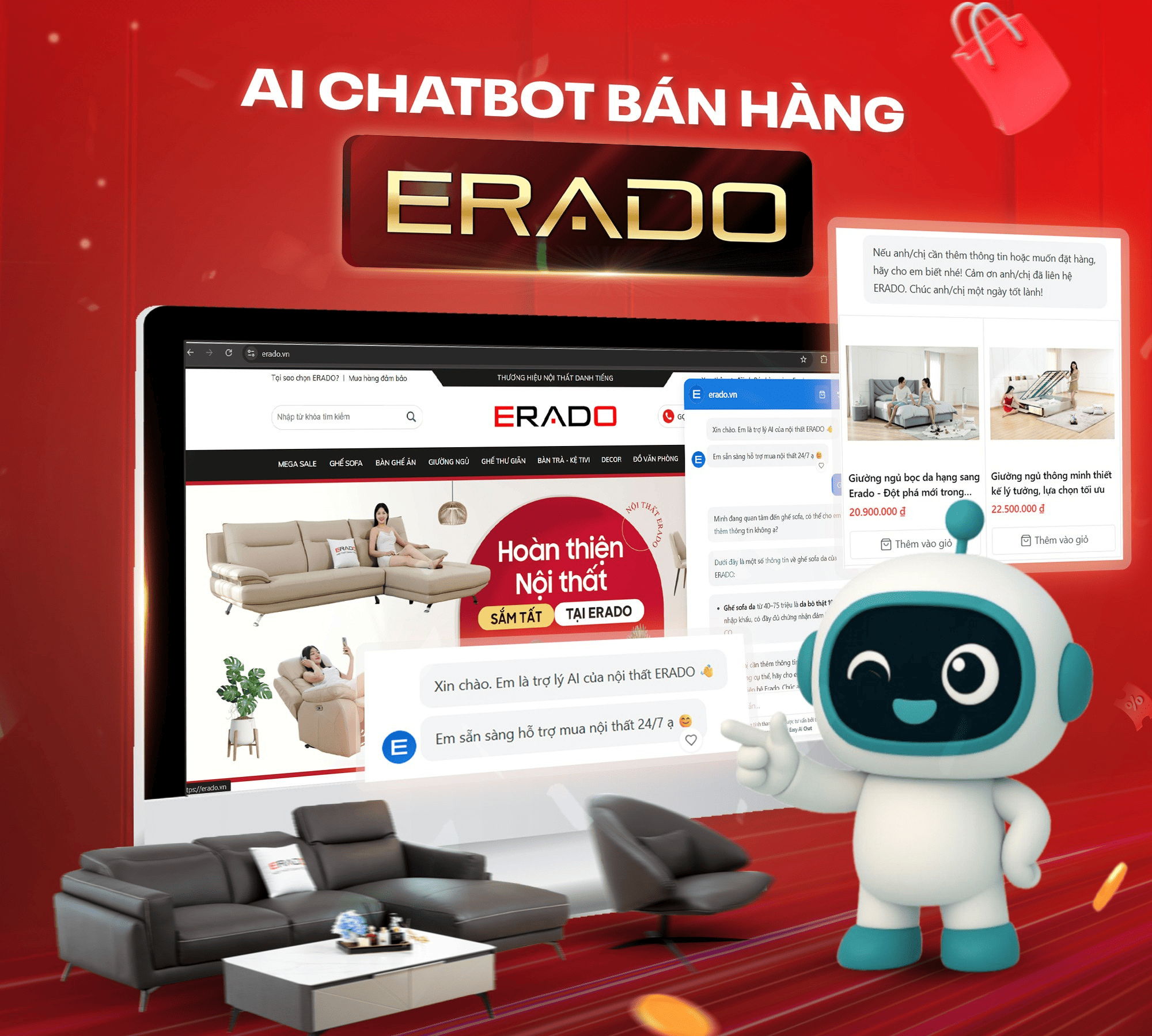AI Chatbot Erado &ndash; Gợi &yacute; nhanh c&acirc;u hỏi tiếp theo, chuy&ecirc;n biệt theo từng danh mục