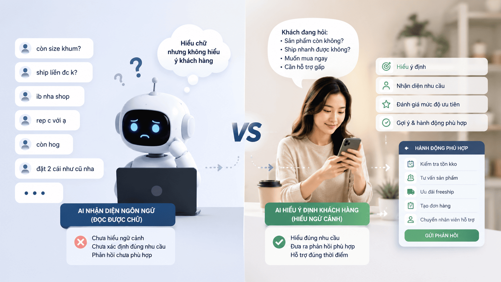 Hiểu đ&uacute;ng &yacute; định kh&aacute;ch h&agrave;ng l&agrave; nền tảng của AI Chatbot cho doanh nghiệp