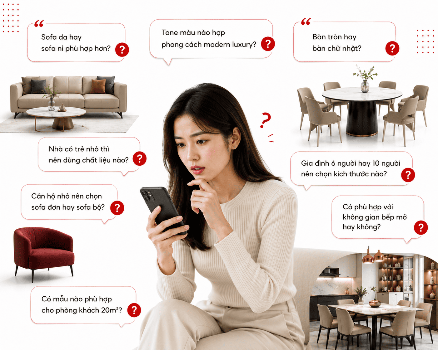 Một kh&aacute;ch h&agrave;ng mua sofa c&oacute; thể hỏi h&agrave;ng chục c&acirc;u trước khi để lại th&ocirc;ng tin